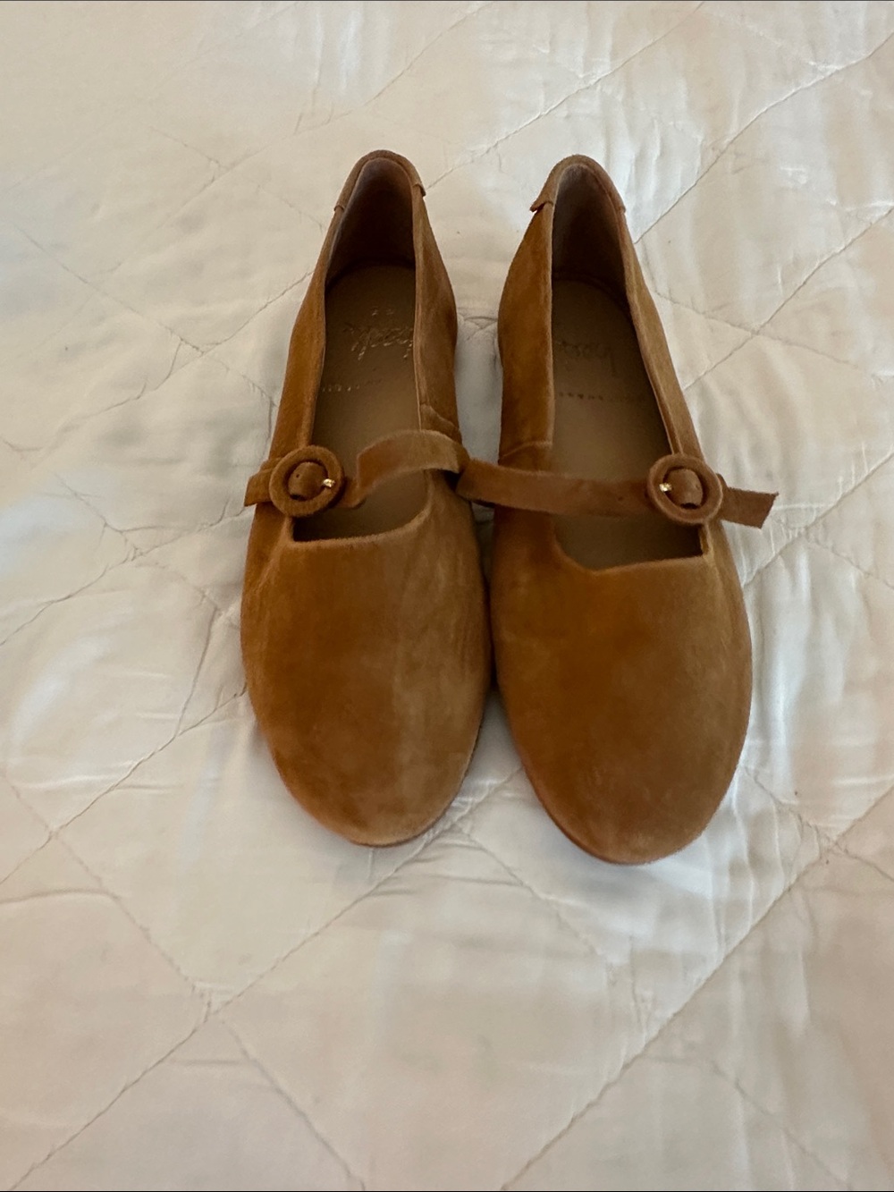 beek Suede Mary Jane Flats in Cognac Brown
